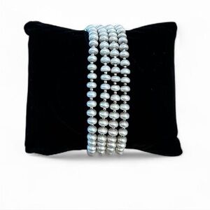 Four Strand Silver and Pearl Bracelet With Vintage Looking Clasp